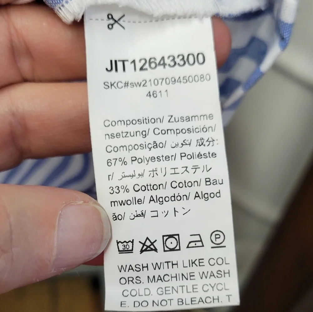 Emery Rose XXL Blue White Striped Blouse Gathered Elastic Wrist